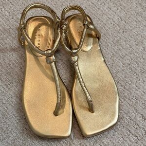 Marc Fisher Metallic Gold Thong Sandals